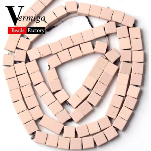Natural Pink Square Nanotech Rubber Hematite Stone Beads For Jewelry Making 6*6mm 90pcs Spacer Beads Diy Bracelet Necklace 15