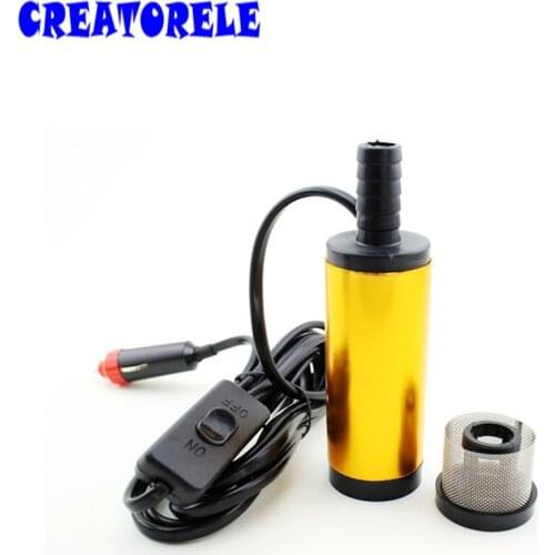 12V Mini Diesel pump Diameter water oil Camping Aluminium Alloy BeIt Filter Net Automobile Adapter fuel transfer