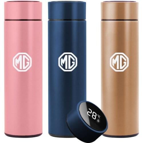 For MG GS 5 TF GT 6 ZS 5 350 Car Logo Vacuum Flask 500ml Temperature Display Stainless Steel Insulated Water Bottle Coffee Mug