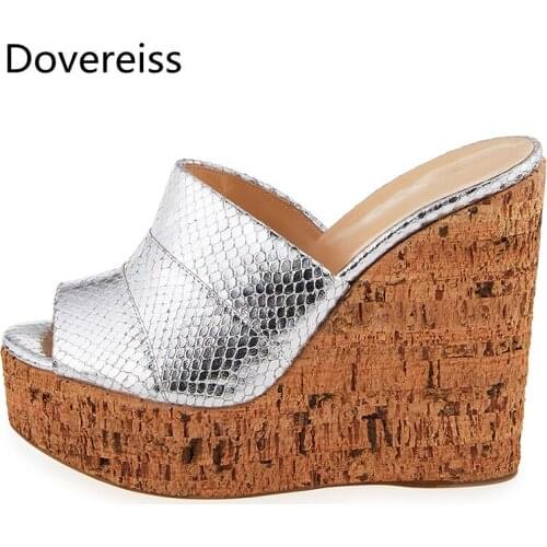Dovereiss Fashion Womens Shoes summer consice sexy Waterproof Peep toe apricot sexy Elegant Slippers Wedges size 35-45