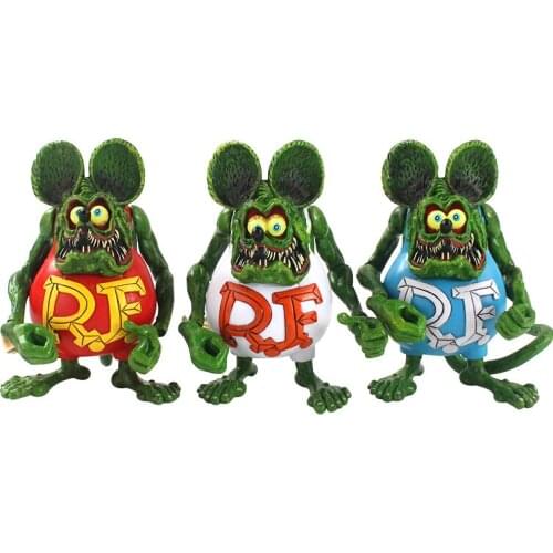 3styles 12cm Crazy Mouse Rat Fink Movable Figurine PVC Action Figure Collection Ratfink Model Toys