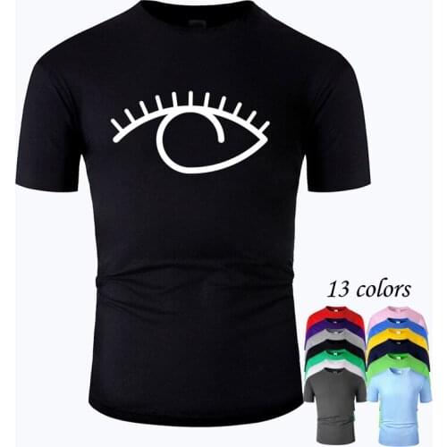 Eyes Line Art O Neck Cotton T Shirt Men and woman Unisex Summer Short Sleeve Designed Simple Style Casual Tee m01026