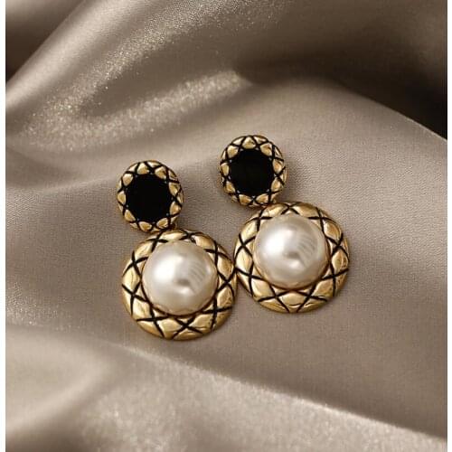 French Romantic Retro Metal Circular Cross Earrings For Woman Classic Elegant Earrings For Korean Fashion Jewelry Party Girls