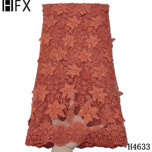 HFX Pink French Lace Fabric African Lace Fabric 2021 Tulle Lace With Sequins Mesh Lace Fabric Cord Lace Net Lace 5 yards Dress