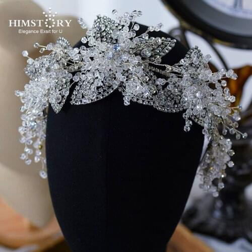 HIMSTORY Bride Hair Jewelry Rhinestone Hair Accessories Hairband Wedding Headwear Headpieces Crown Queen Brides Tiara
