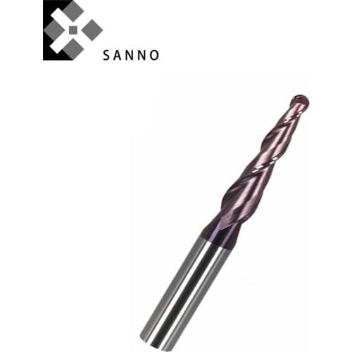 HRC60 taper end mill can be customized tapered end mills cnc tungsten steel ball nose coating milling cutter