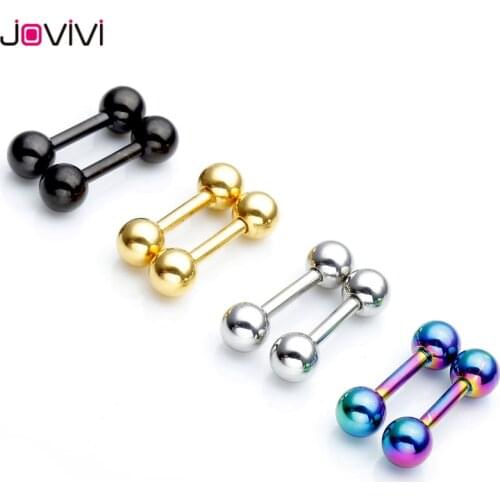 Jovivi 14G 1.6MM Stainless Steel Barbell Nose Lip Ear Ring Helix Cartilage Stud Sexy Ear Piercing Jewelry 4mm/5mm/6mm Ball