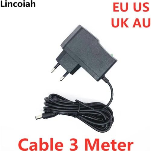 3 Meter Cable 3M DC 3V 4.5V 5V 6V 7.5V 9V 12V 0.5A 1A Universa AC DC adapter charger power supply for LED light strip CCTV