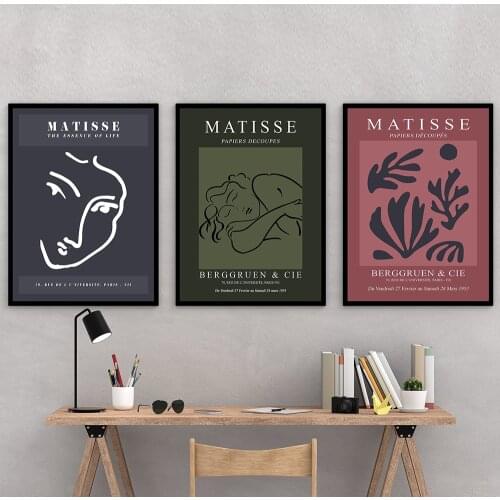 Henri Matisse Leaf Face Line Sleeping Woman Print French Painters Exhibition Poster Wall Art Canvas Painting Pictures Home Decor