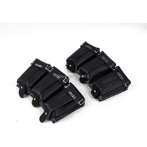 Replica 2PCS WWII German K98 Triple Leather Ammo Pouch Black