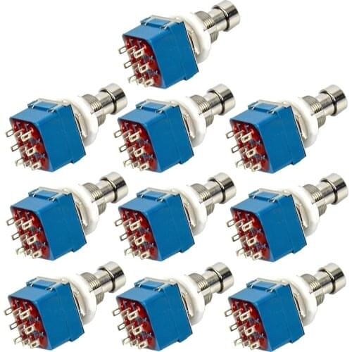 10pcs/lot 9-pin 3PDT Electric Guitar Effects Pedal Box Latching Stomp Pedal Footswitch Foot Metal Switches Guitar Effects Blue