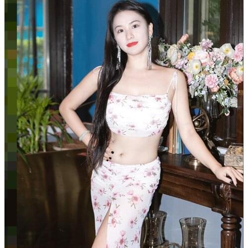 Women new suit womens dance clothes oriental dance beginners autumn and summer sexy long skirt belly dance set top+skirt 2pcs