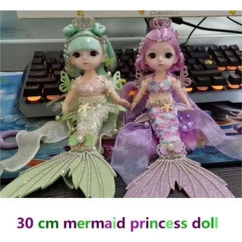 New 30cm Doll 1/6 11 Joint Bjd Mermaid Princess Doll 11 Joint Movable Fashion Simulation Dress Up Set Girl Dress Up Toy DIY Gift