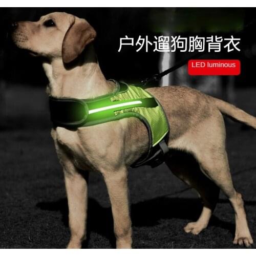 New K-type luminous LED strap pet dog chest strap large dog night travel pet supplies colorful