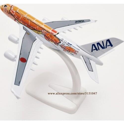 Orange 16cm Air Japan ANA Airbus A380 Cartoon Sea Turtle Airlines Plane Model Alloy Metal Diecast Model Airplane Aircraft