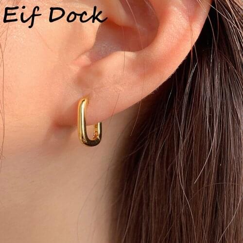 Eif Dock Silver Color O Shaped Earrings for Women Geometric French Gold Jewelry Party Accessories BestFriends Gifts wholasale