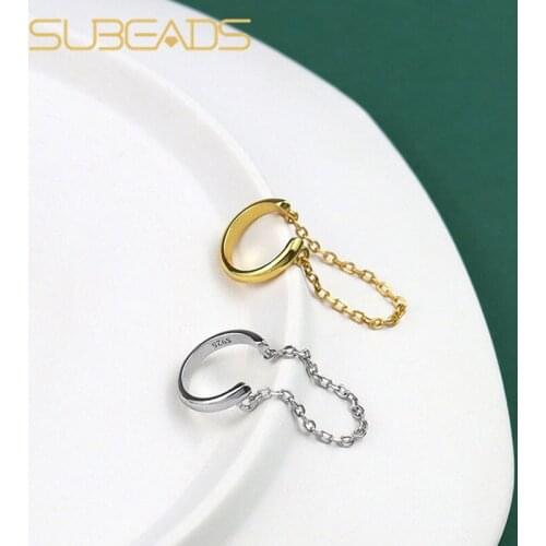 Subeads 1PCS Real 925 Sterling Silver Round Circle Ear Clip Cuff Earrings For Women Men Long Link Chain Clip Earrings Jewelry