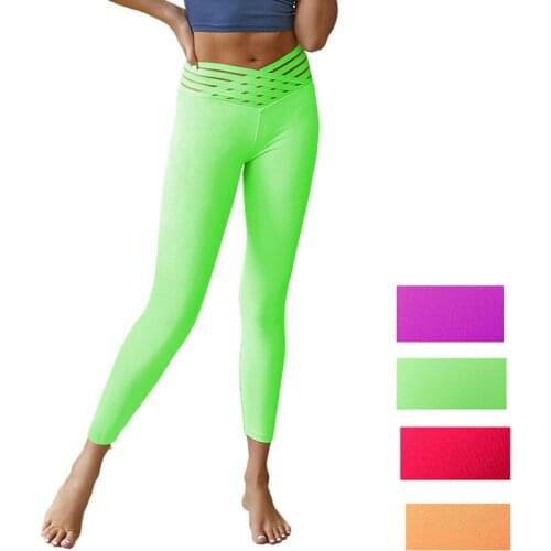 Yoga Pants Seamless Leggings V-shaped Mesh Waist Pants Womens Workout Clothes Tight Elastic Hip-lifting Yoga Leggings