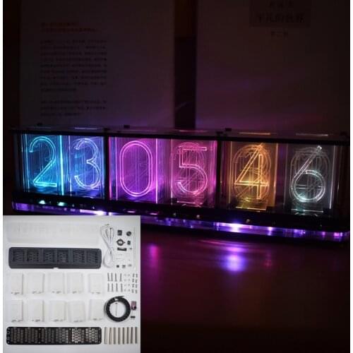 Bold Digital Glow Tube Clock Imitate Full Color RGB Music Spectrum DIY Kits KTV Bar Decoration Gift Atmosphere Night Light