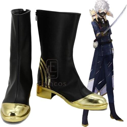 Touken Ranbu Online Nakigitsune Cosplay Party Shoes Black Boots Custom-made