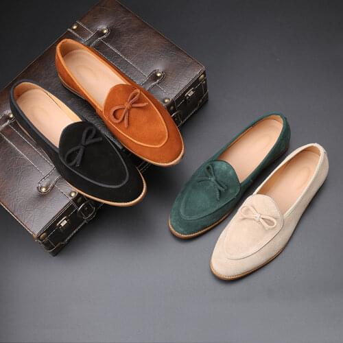 Suede Leather Men Loafer Shoes Fashion Slip On Male Shoes Casual Shoes Man Party Wedding Footwear Big Size 37-47