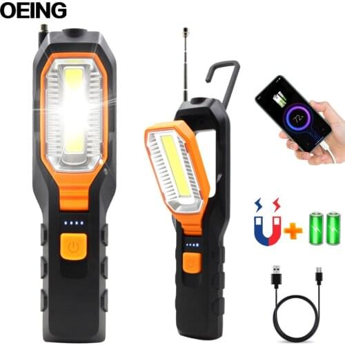 LED Rechargeable Work Light COB Inspection light,Portable Handheld USB Flashlight Torch Rotatable With Magnet & Hook & 4 Modes