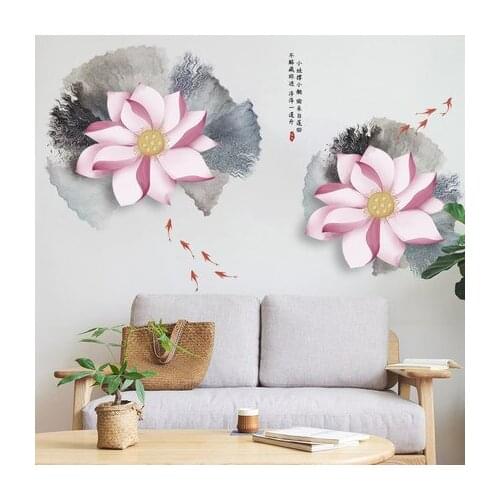 70*117cm Chinese Style Lotus Vintage Poster PVC Wall Sticker Living Room Bedroom Wall Decals Wallpaper
