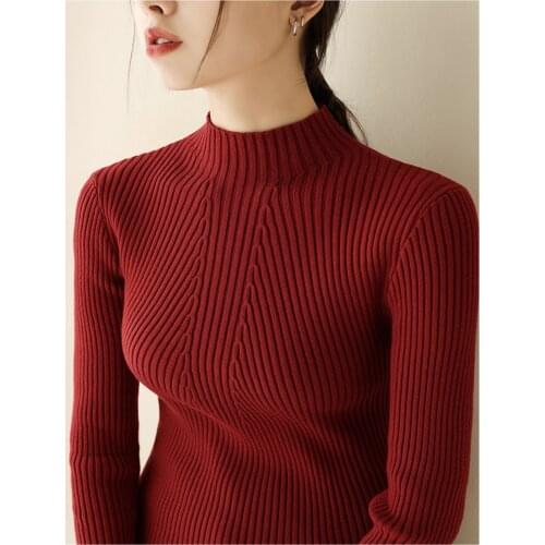 INS 2021 Spring Autumn Fashion Women Ladies Turtleneck Soft Knitted Sweater Knit Ribbed Jumper Clothes Femme Korean Pull clothes