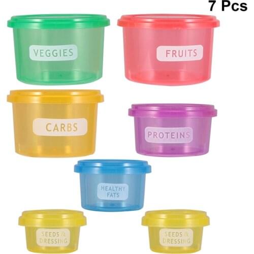 1 Set 7 Pcs Diet Portion Control Containers Fresh-keeping Food Box Multifunctional Food Storage Case (Below 300ml)
