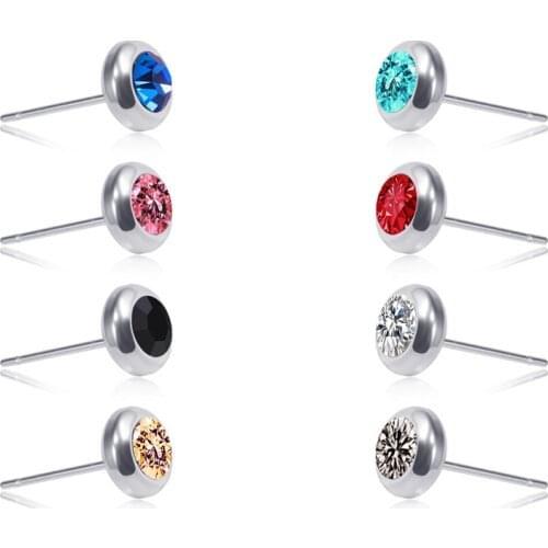 1pair Titanium Stainless Steel Stud Earring For Men Women Concise Crystal Rhinestone Earrings Body Jewelry Ear Piercings Brincos
