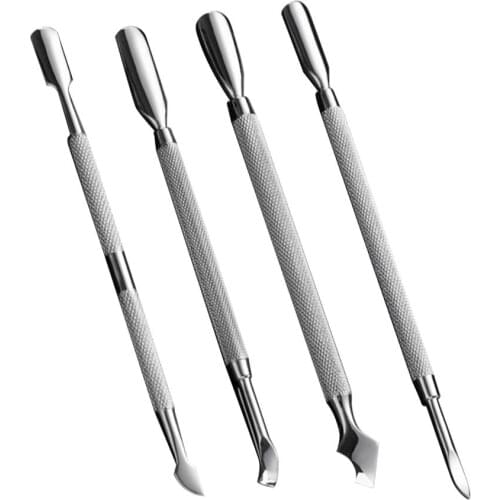 1pcs Stainless Steel Nail Art Pusher Double Head Remover UV Gel Polish Dead Skin Manicure Cutter Spoon Cuticle Pusher Nail Tool