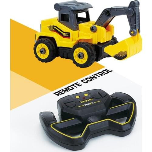 2.4G Remote Control DIY Assemble Bulldozer Excavator RC Car Kids Children Early Education Toy Gift Set