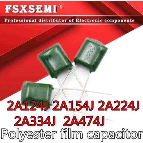20pcs Polyester film capacitor 2A 100V 120nF 150nF 220nF 330nF 470nF 2A124J 2A154J 2A224J 2A334J 2A474J