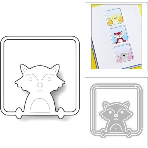 2020 New Square Frame Background Lovely Animal Fox Metal Cutting Dies For DIY Scrapbooking Album Greeting Card Making No Stamps