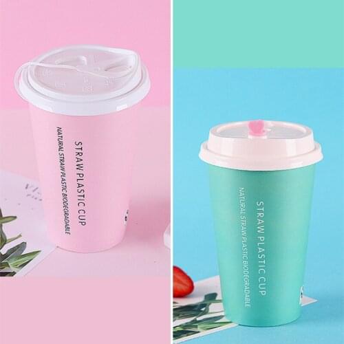 500ml Creative party birthday wedding favor paper cup disposable tea cups 400ml 500ml cold and hot drink packaging cups with lid