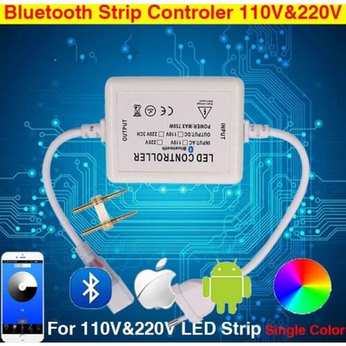 750W Max Dimmable Bluetooth LED Strip 220V Single Color Controller By Android/IOS Phones APP AC220V LED Strip Bluetooth Dimmer