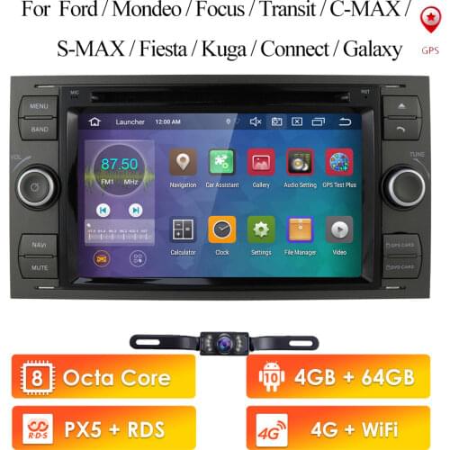 PX5 Android 10 2din Car Radio GPS DVD For Ford Focus C-Max Connect Fiesta Kuga Transit S-Max Galaxy Fusion Mondeo Multimedia Nav