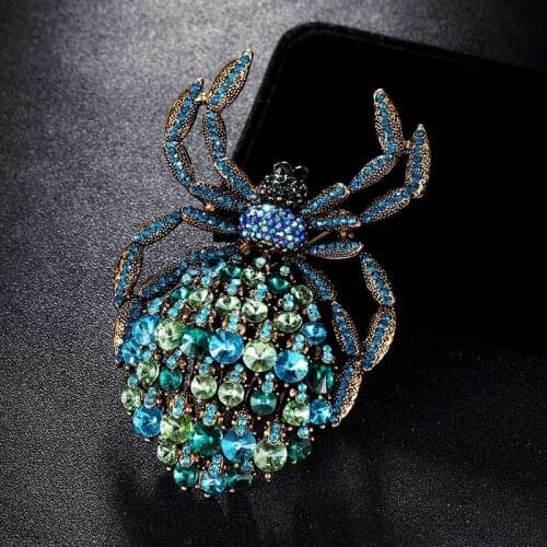 Big Size Austrian Crystal Spider Brooches Jewelry Nice Christmas Gifts Collar Men Brooch bouquet Fashion Man Broaches Bijoux