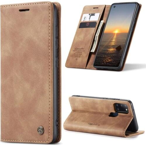 Case For Samsung Galaxy A21S Leather Magnetic Flip Cover Wallet Credit Card Slot Foldable Stand Shockproof Full Protective Cover