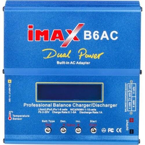Digital iMAX B6AC 80W Lipo NiMH Balance Charger/Discharger LiIon/LiPo/LiFe 1s-6s Cells Carregador E Balanceador EU AU USA Plug