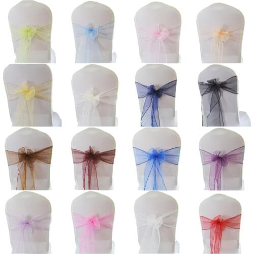 50/100pcs) Organza Chair Sashes Bow Knot for Wedding Party Event Banquet Decoration Hotel Outdoor Party Chair Decors Supplies