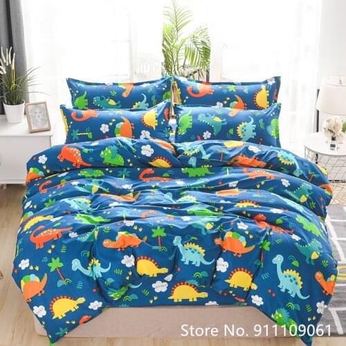 Home Textile Dinosaur Island Cherry Pattern Bedding Quilt Cover Pillowcase Bed Sheet Bedding for Children and Adults 3/4 Pieces
