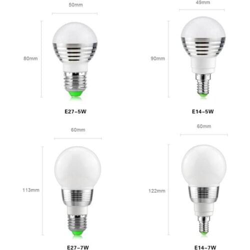 E27 E14 LED RGB lamp Bulb AC110V 220V 5W 7W LED RGB Spot light Dimmable Novelty Holiday RGB lights+IR Remote Control 16 colors