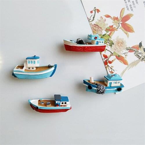 4 pcs Mediterranean fishing boat submarine anime action figure 3d fridge magnets classic toys for children home decoration