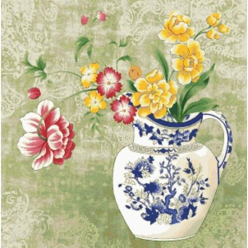 Classical vase cross stitch package big bloom 18ct 14ct 11ct cloth cotton thread embroidery DIY handmade needlework