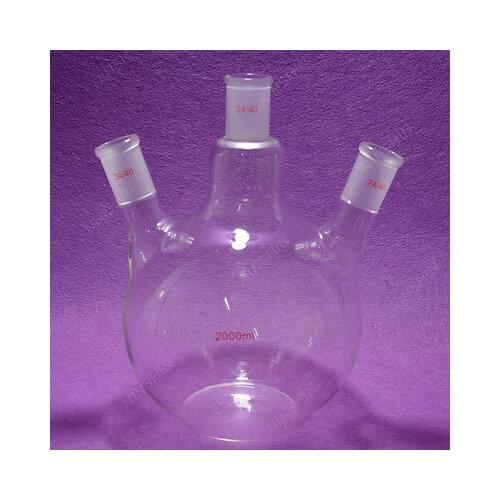 Flat Bottom Flask,2000ML,3 Neck,24/40,Three Neck,2L,lab Flask 24/40