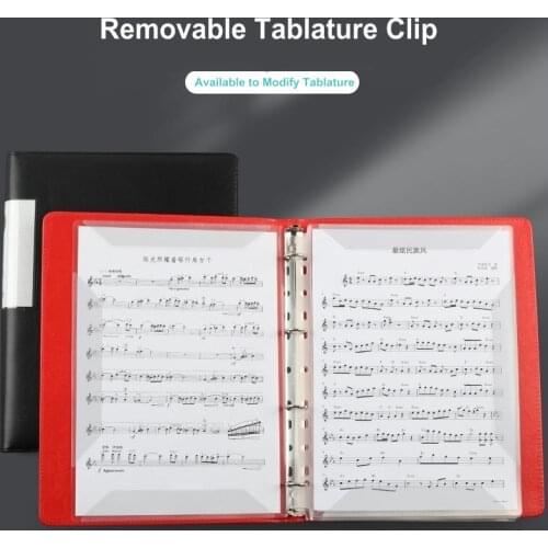 PU Leather Ring Binder A4 Paper Music Tablature Document Organizer File Folder Transparent Sleeves Sheet Protector Binder Folder