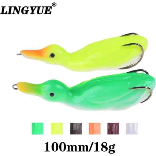 LINGYUE 1PCS Pesca 10cm/18g Soft Silicone Duck Fishing Lure Topwater Bait Long Shot Wobbler Bass Pike Leurre