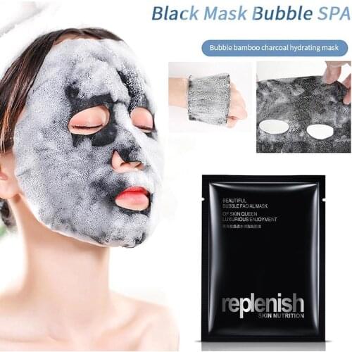 New Charcoal Black Mask Shrink Pores Deep Black O2 Bubble Mask Volcanic Cleansing Moisturizing Mask 1 set/2 set/3 set/4 set