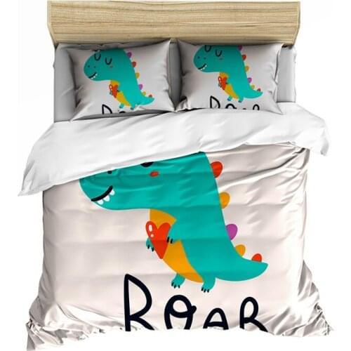 Cute cartoon childrens bedding set SIngles size white duvet cover with pillowcase comforter sets bedlinen queen size bedclthes